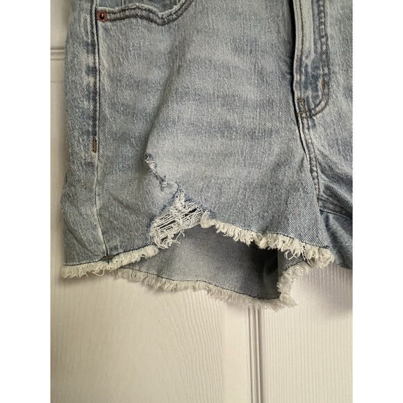 Old Navy Jean Shorts Womens OG Straight High Rise 14 Denim Distressed Light Wash - Picture 4 of 7